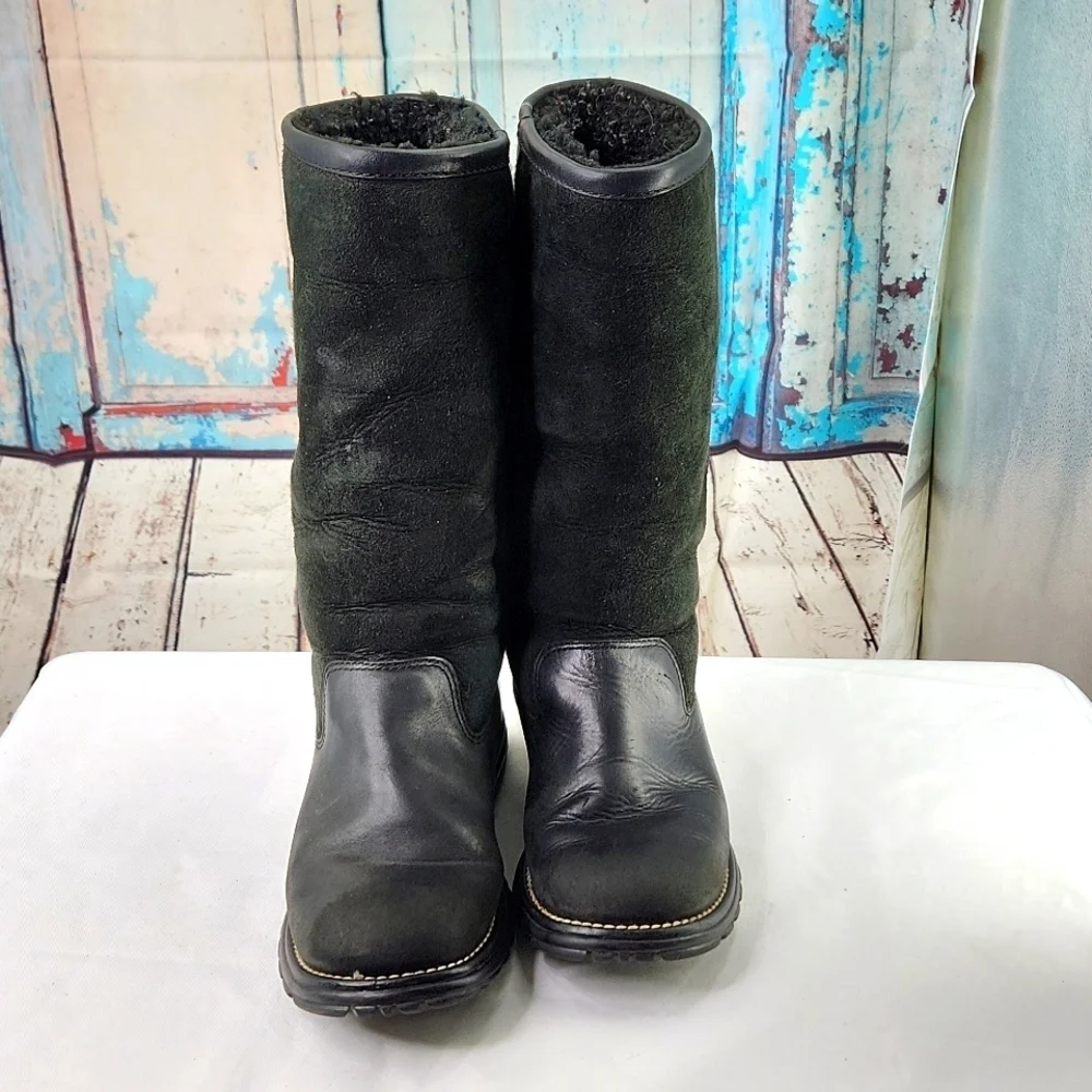 Ugg 5382 Black Boots 5 Leather‎ Suede